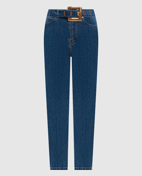 Balmain Blue skinny jeans with logo patch HF1MF075DG08