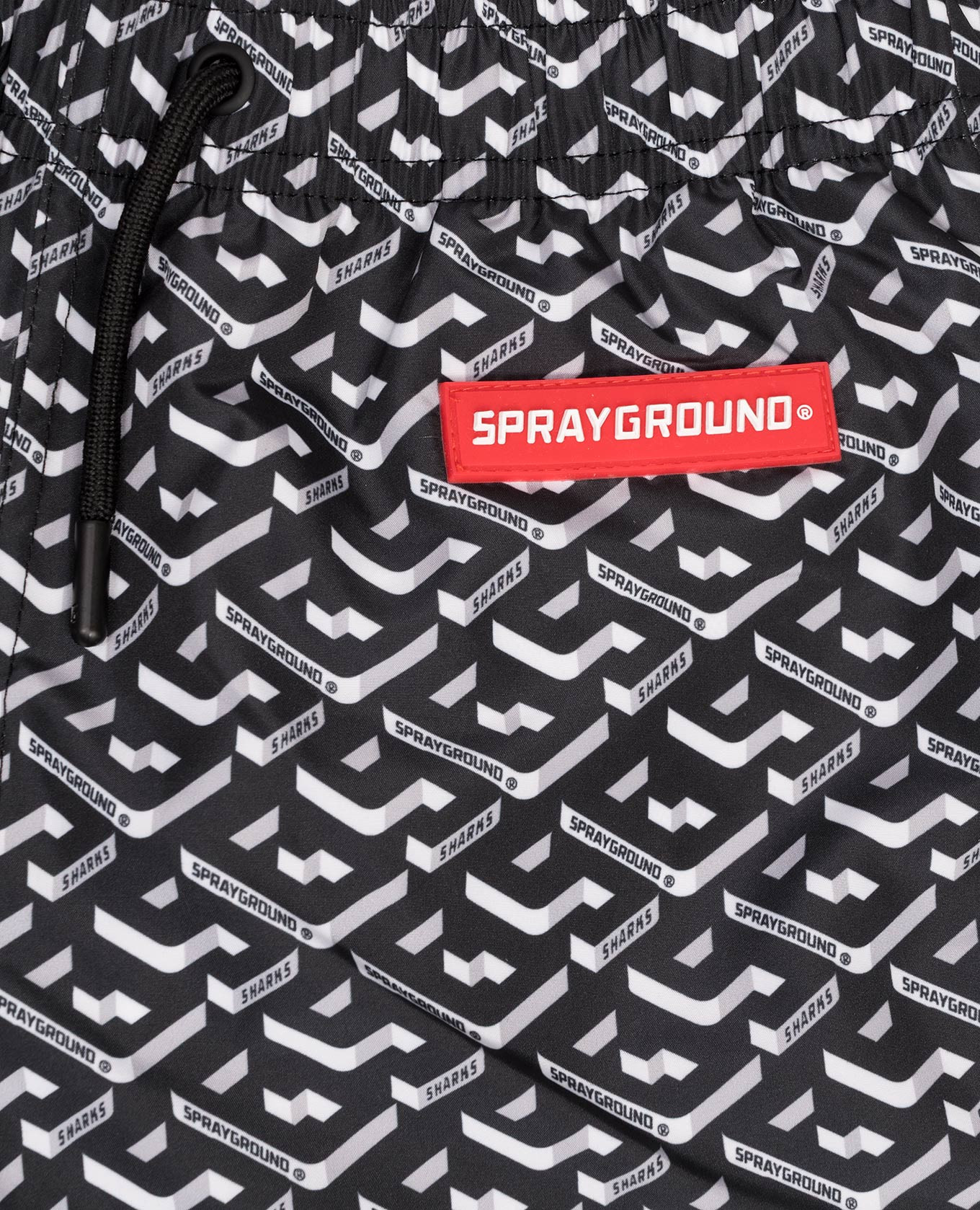 

Kids' black swim shorts with monogram logo print Sprayground