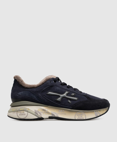 Moerun blaue Wildleder-Sneaker mit Fell