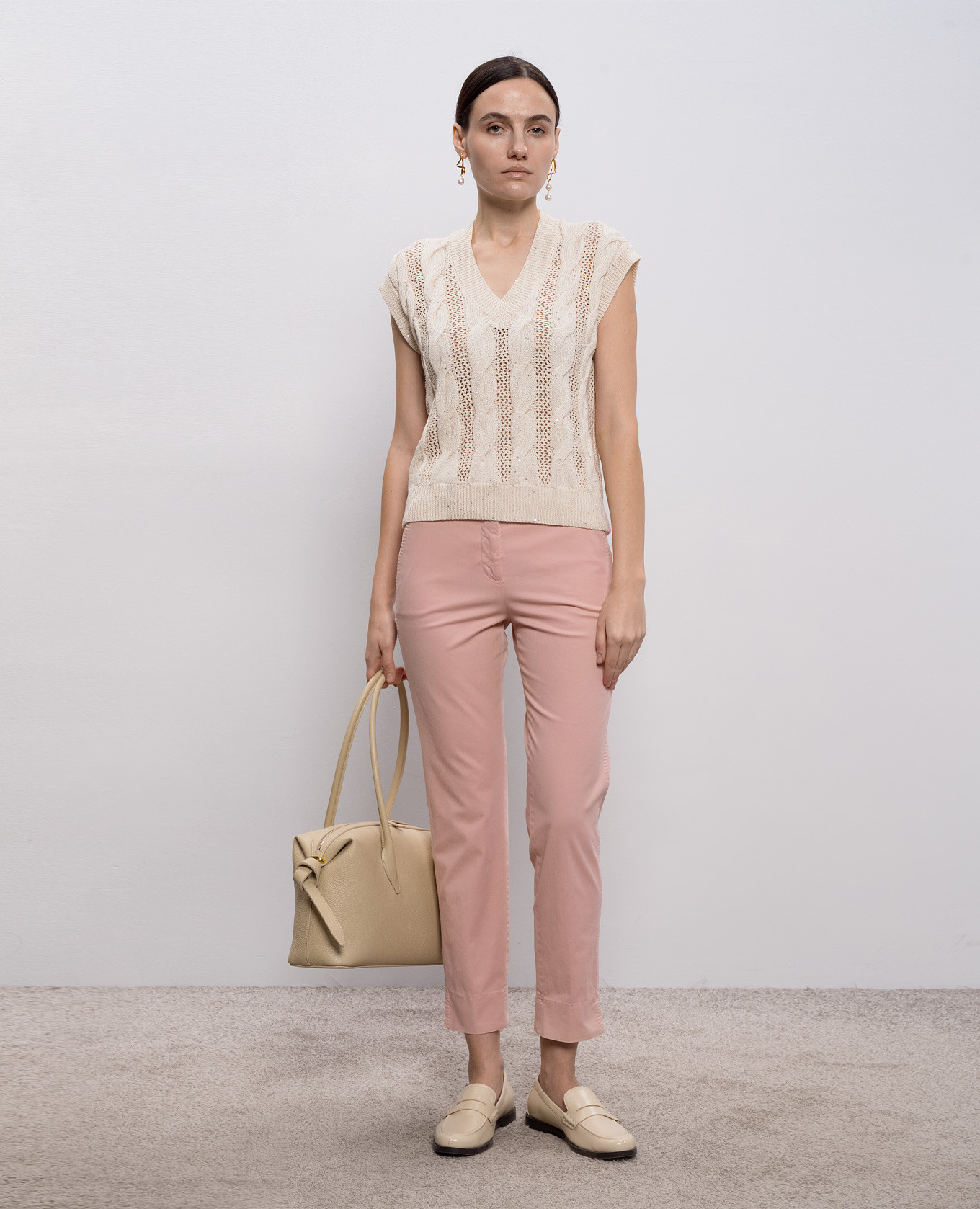 Beige vest with sequin pattern Peserico 2