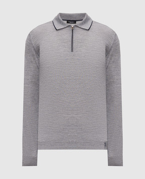 Stefano Ricci Grey wool, silk and cashmere polo with monogram KE08004P30E26374