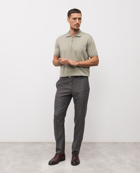 Stefano Ricci Khaki wool, cashmere and silk polo shirt W505507P31W26150