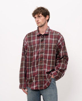 Balenciaga Burgundy checkered shirt with vintage effect 850813TLM09