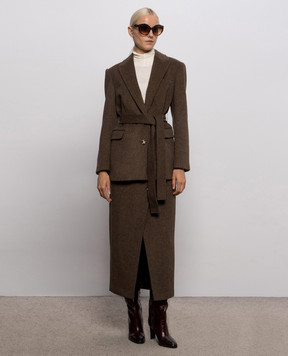 Twinset Brown midi skirt with wool 262LI2CBB