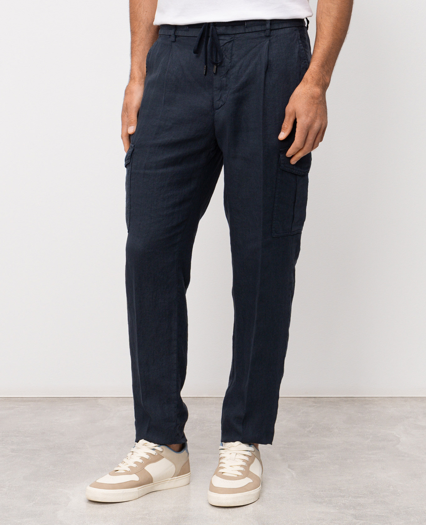 Blue linen cargo pants Peserico 2