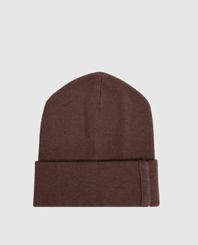 Brunello Cucinelli Brown cashmere hat with monil chain M12163199