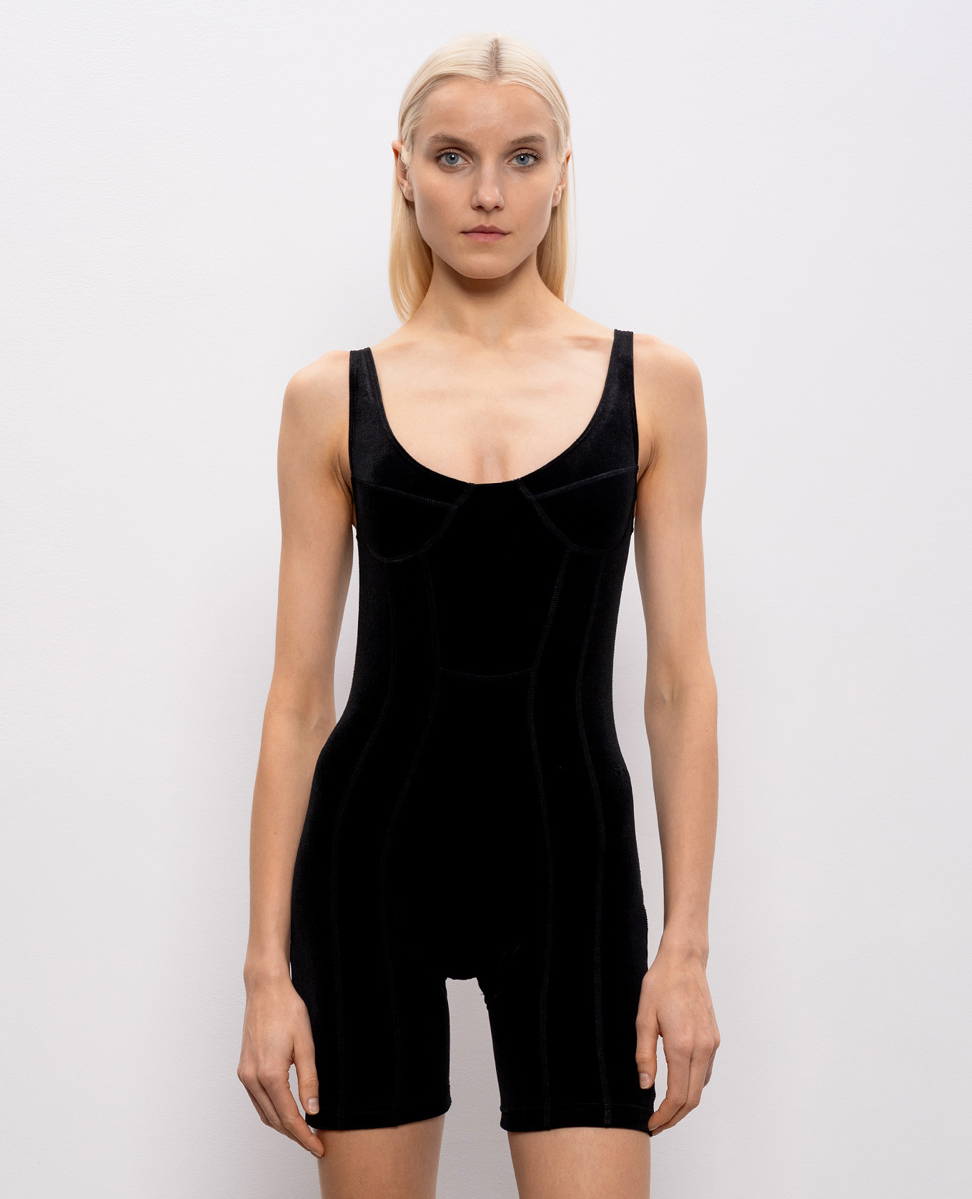 

Black velour jumpsuit with logo embroidery Vetements