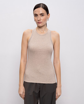 Peserico Beige melange top with chain S08781J005669