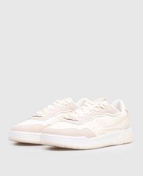 Palm Angels Ivory combination sneakers with embroidered emblem PMIA10VS26LEA002