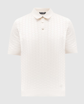 Dolce&Gabbana White patterned silk polo shirt GXZ02ZJBSOF