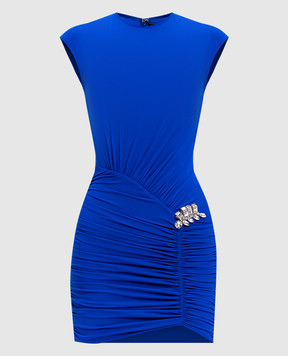 David Koma Blue mini dress with drapery AW25DK60D