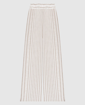 Peserico White striped linen pants A0405200676