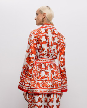 Dolce&Gabbana White silk blouse with Majolica print F5Q03TGDDRE