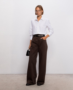 Fabiana Filippi White shirt with a monil chain CAD216F233L582