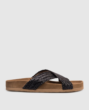 Dragon Black leather flip-flops DGS65109