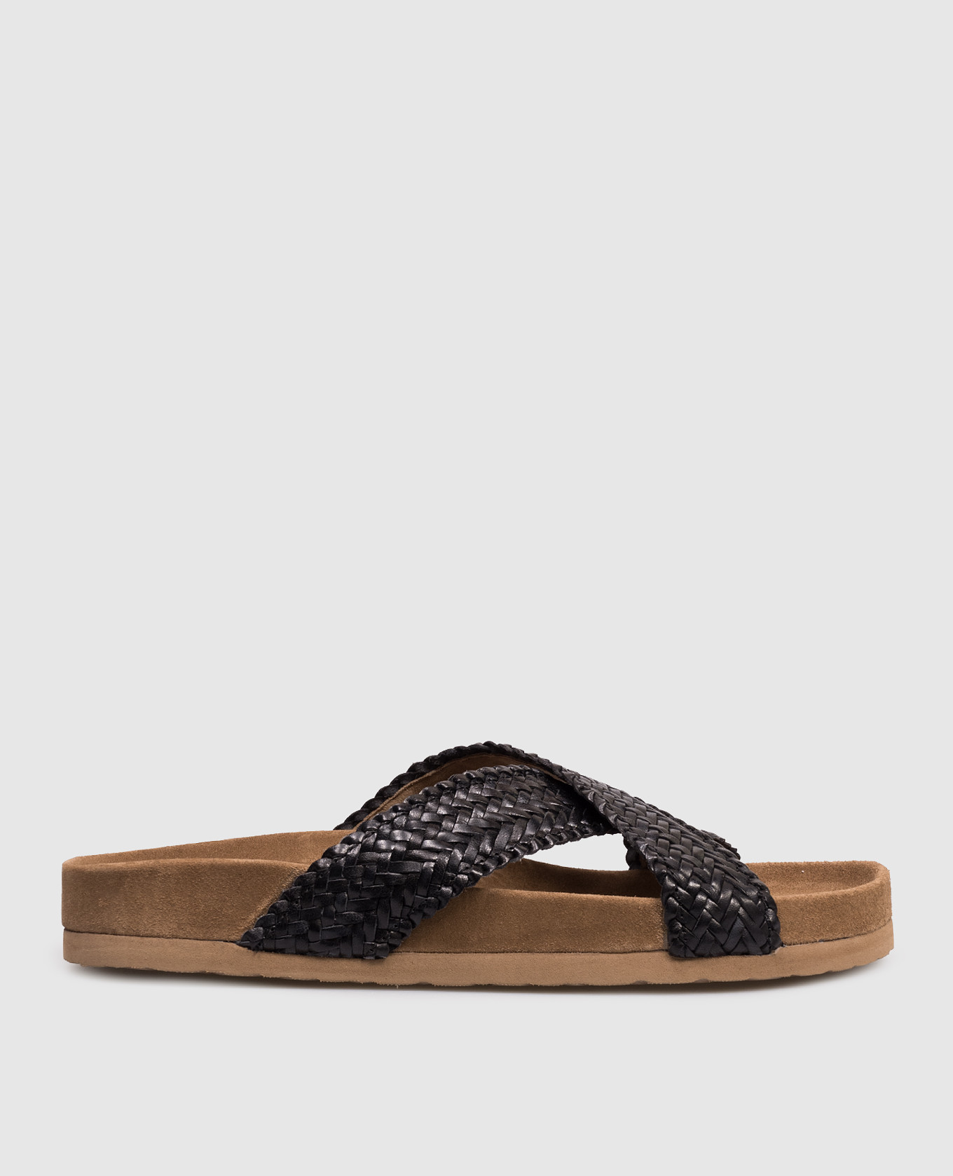 Black leather flip-flops
