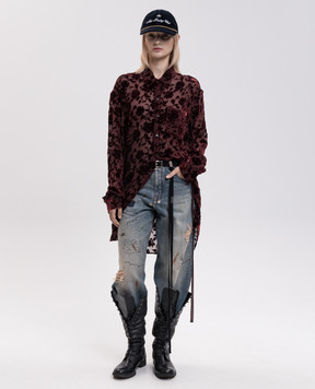Ann Demeulemeester Elisabeth burgundy blouse with silk B0010219FA749