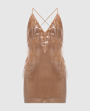 David Koma Beige dress with open back and sequins SS26DK20DA