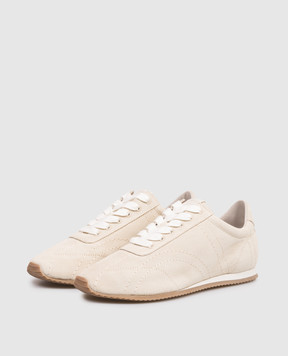 Toteme Beige suede sneakers with logo patch 262WAS0324LE0027