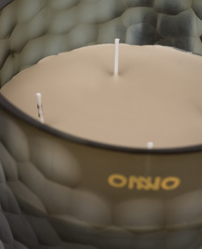 Onno Eternal M candle with Ginger Fig scent in a glass candle holder ON702G