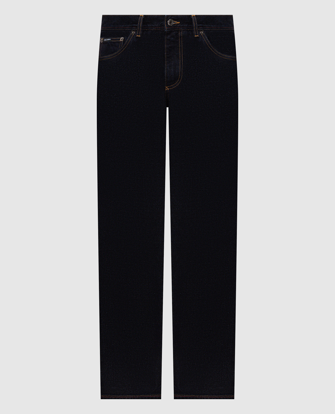 Blue jeans with embroidered monogram logo Dolce&Gabbana