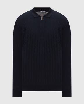 Bertolo Cashmere Blue wool and silk polo shirt with pattern 90262600256658