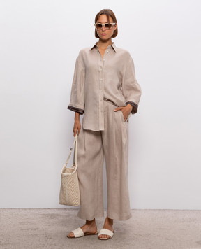 Brunello Cucinelli Beige linen pants MP698EL189