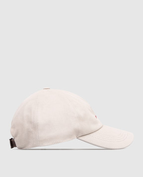 Brunello Cucinelli Gray suede cap with logo embroidery MPCLF9850