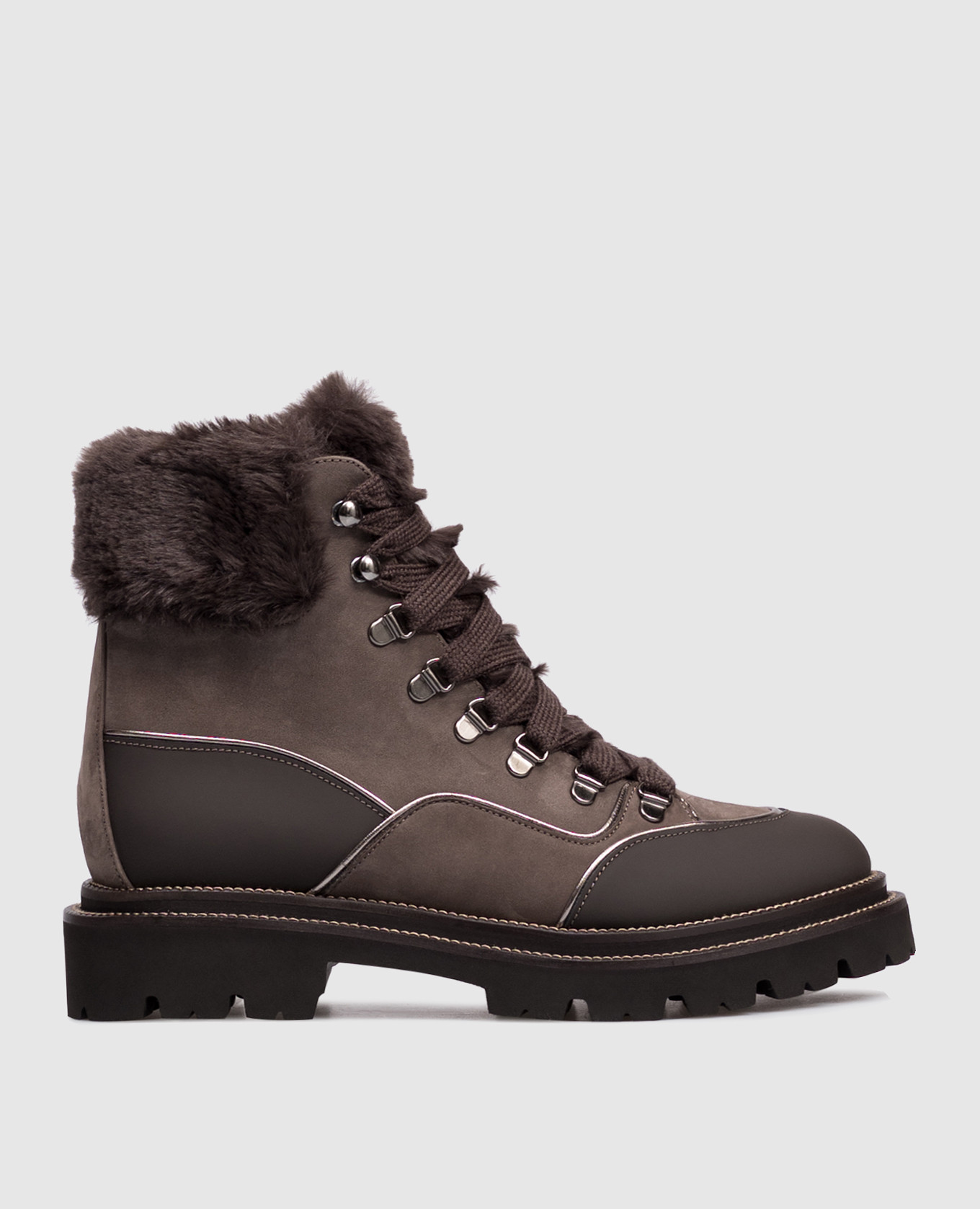 

Brown nubuck boots with fur Peserico