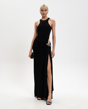Casablanca Black midi dress with emblem WSP26JDR01601