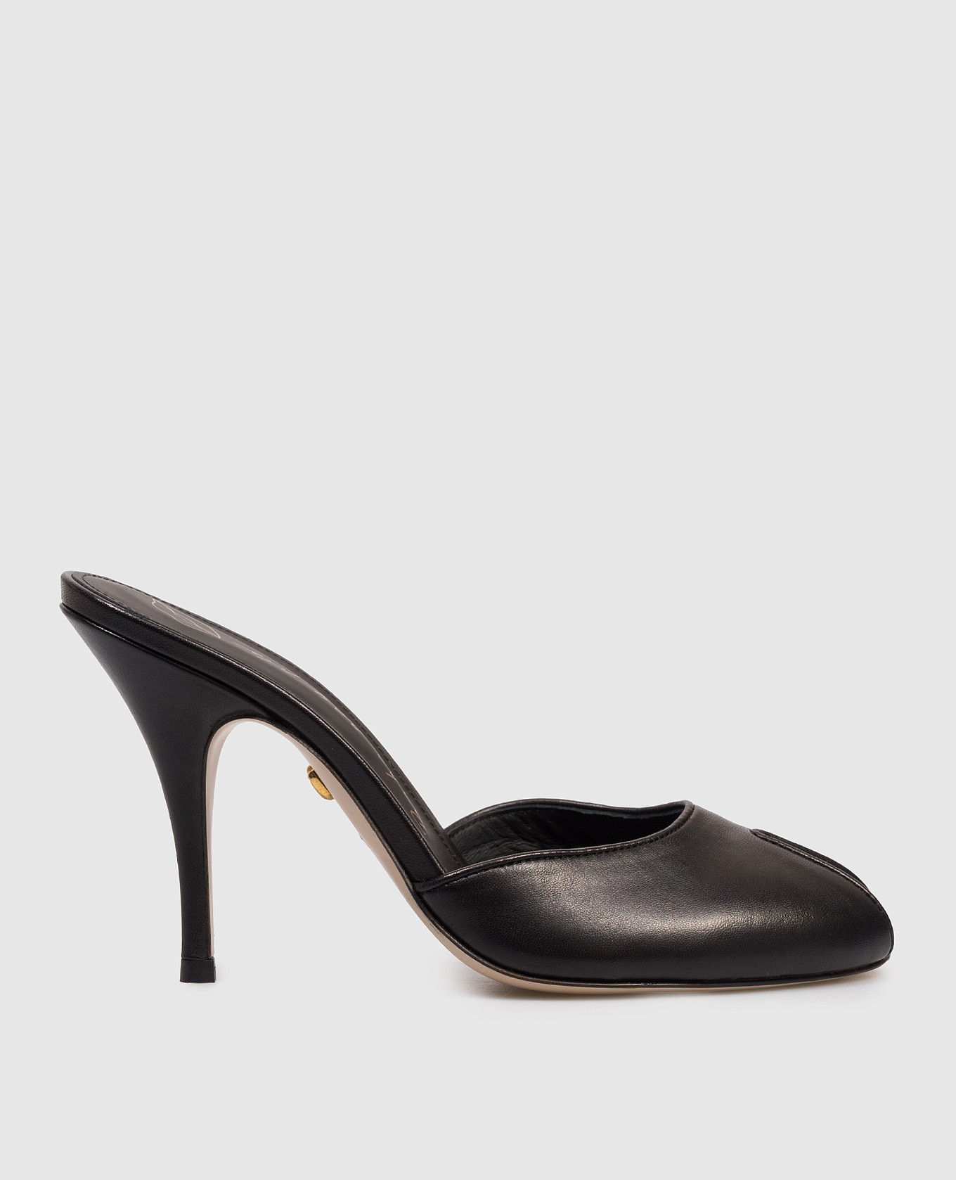 Black leather mules