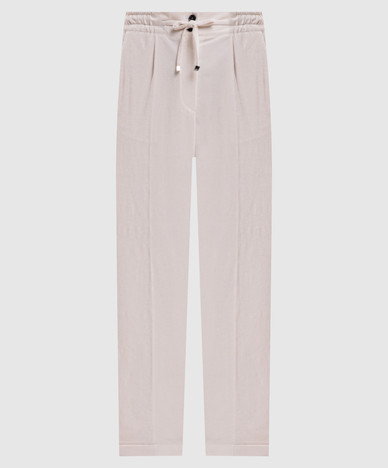 Ivory velour trousers with lapels