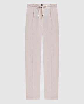Kiton Ivory velour trousers with lapels D53116K0591I