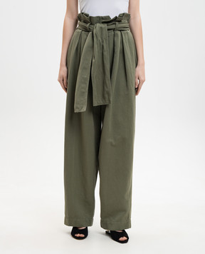 Balmain Green linen pants GF0PQ285CG64