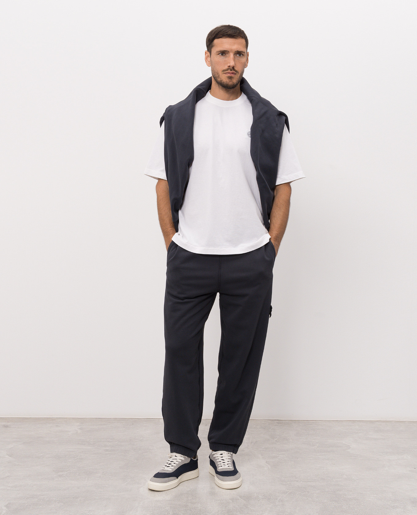 Ivory T-shirt with logo patch Stone Island 2