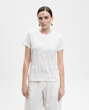 Y`S Yamamoto White Smocking JQ T-shirt YQT13674