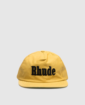 Rhude Yellow leather cap with logo embroidery RHFW26HA01741
