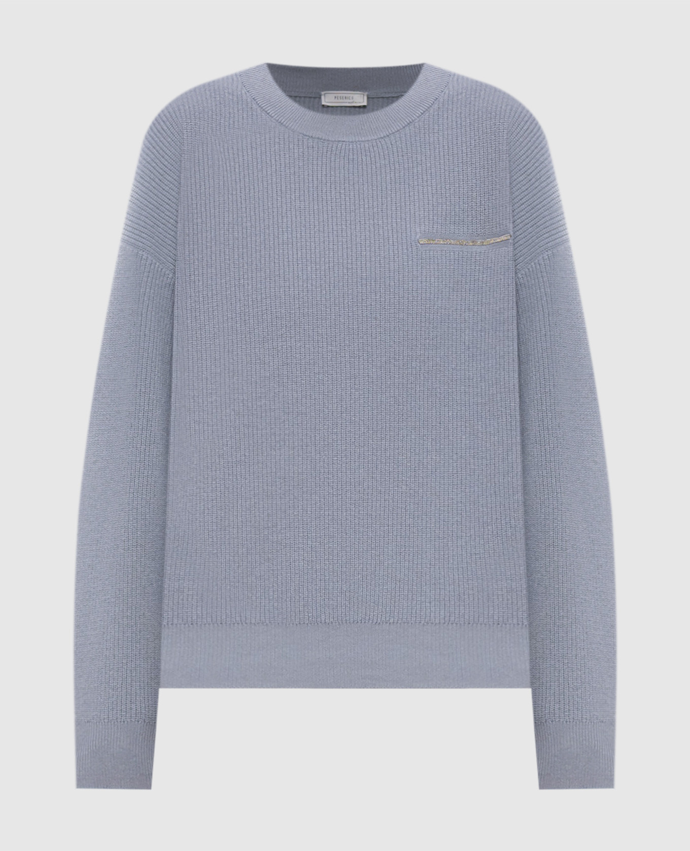 Blue wool, silk and cashmere sweater