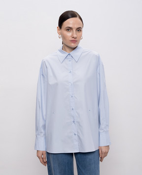 Twinset Blue shirt with logo embroidery 261TE2010