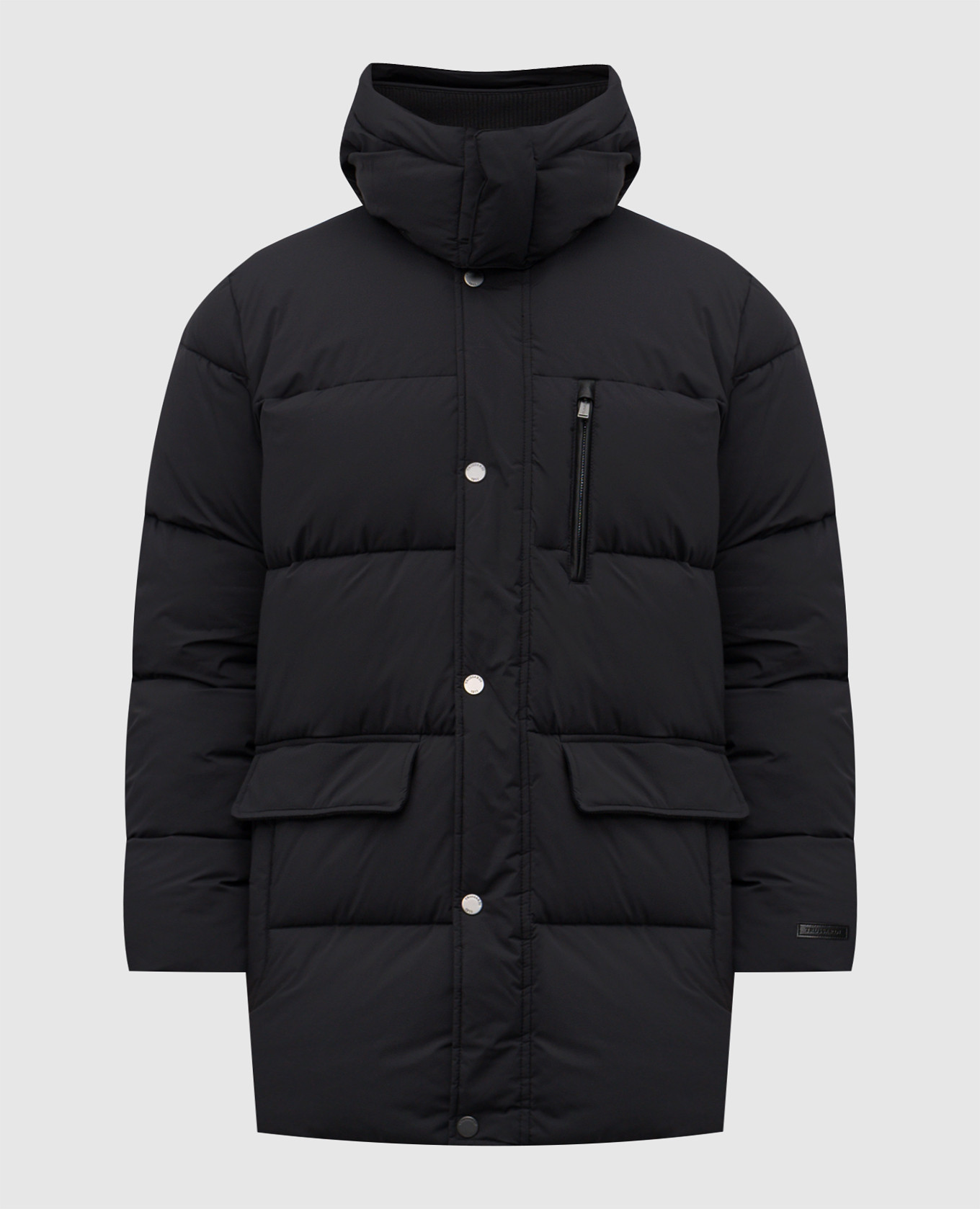 Black quilted jacket with logo