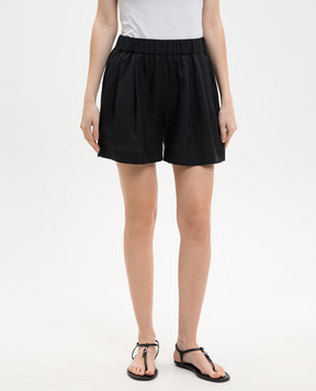 Asceno Zurich black linen shorts B027F06C01