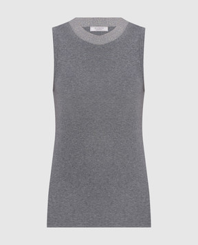 Peserico Grey ribbed T-shirt A08506J0B5669