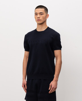 Givenchy Blue T-shirt with logo pattern BM90WJ4YPA