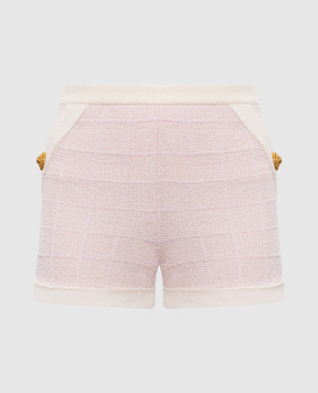 Balmain Pink tweed check shorts GF1PA077KJ48