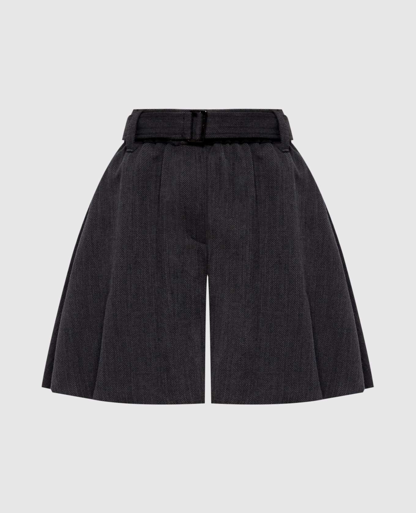 Grey wool shorts with belt