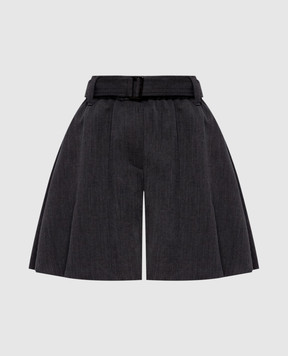 Brunello Cucinelli Grey wool shorts with belt MP188P9326