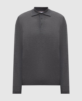 Brunello Cucinelli Melange grey wool and cashmere polo shirt M2400295