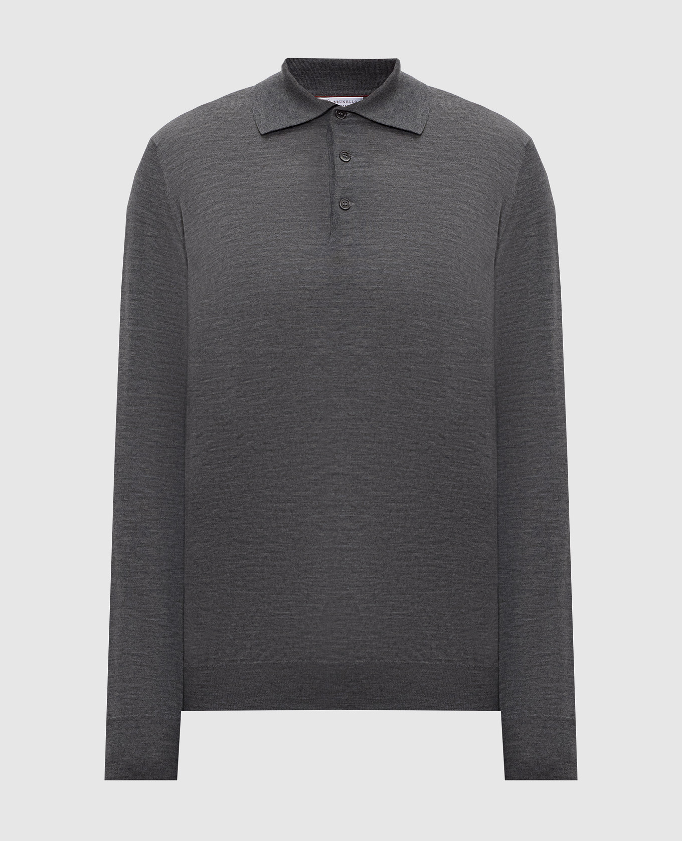 Melange grey wool and cashmere polo shirt