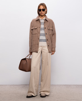 Peserico Grey striped wool, silk and cashmere jumper A99869F12D9283