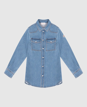 Moncler ENFANT Children's blue denim shirt with a patch L29542F00001598A1